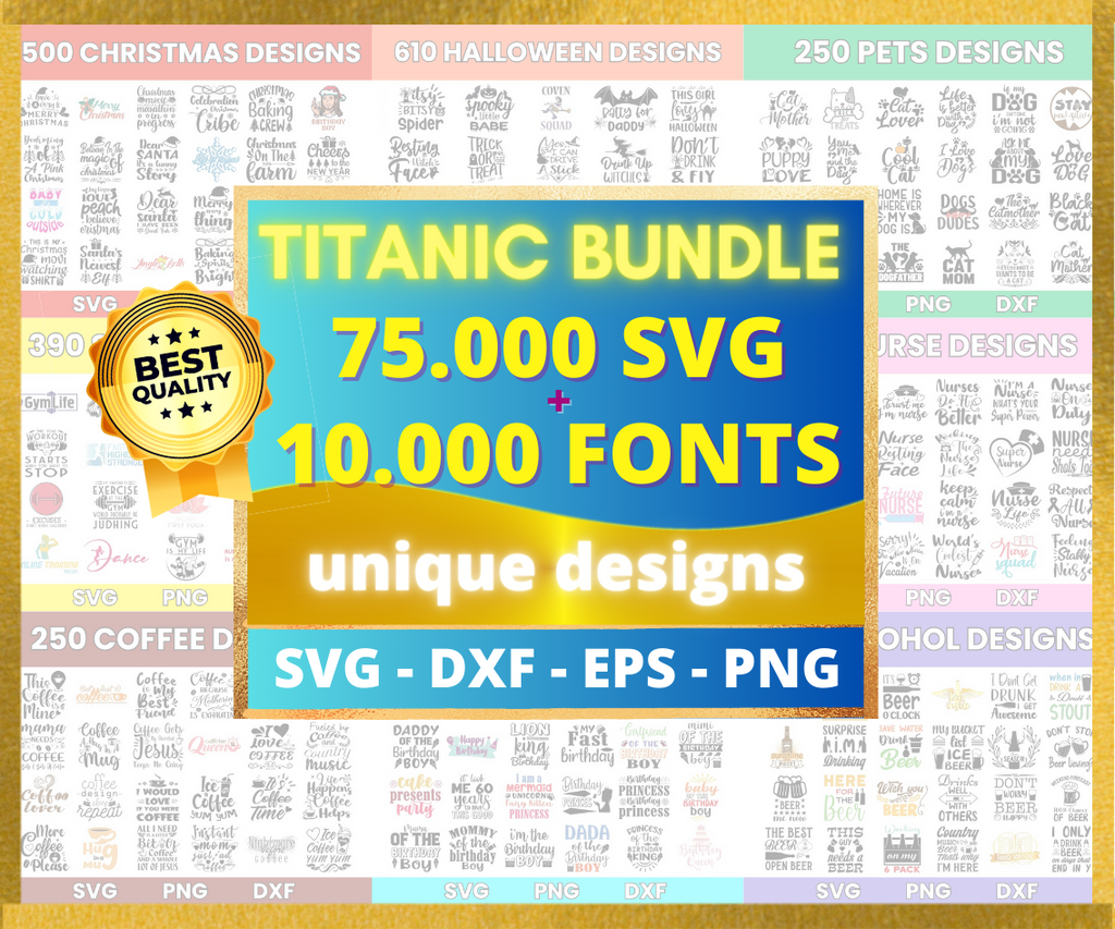 75,000 SVG + 10,000 FONTS BUNDLE - Commercial Use