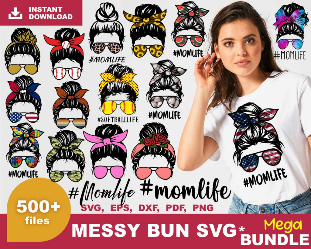 Messy Bun SVG Bundle 500+